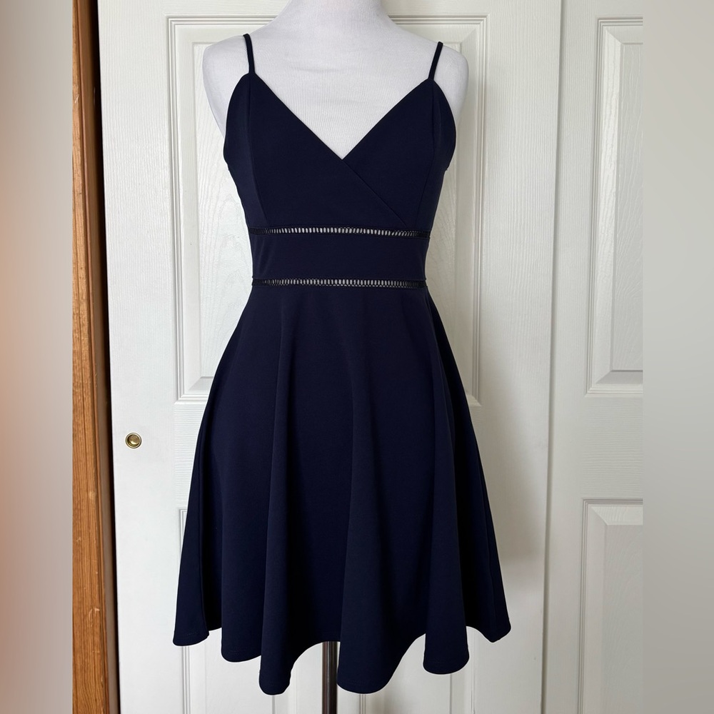 Elegant Navy Spaghetti Strap Dress